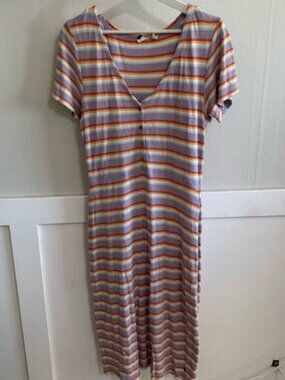 Roxy Striped V-Neck Dress in Multicolor